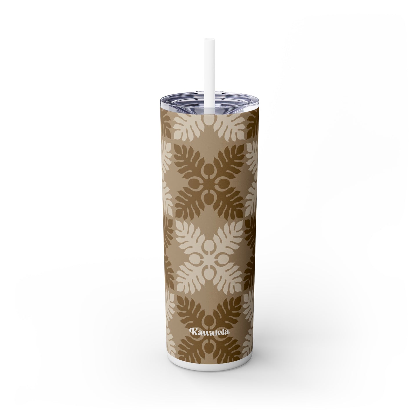 Ulu Quilt Pattern Skinny Tumbler with Straw, 20oz