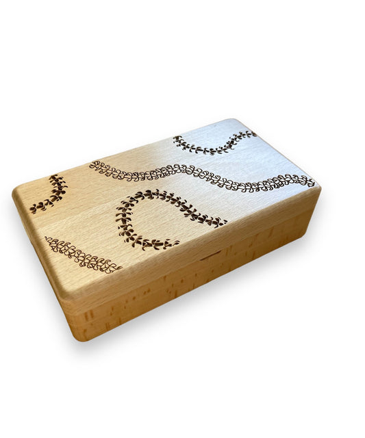 Curvy Puakenikeni Lei Wood Jewlery Box