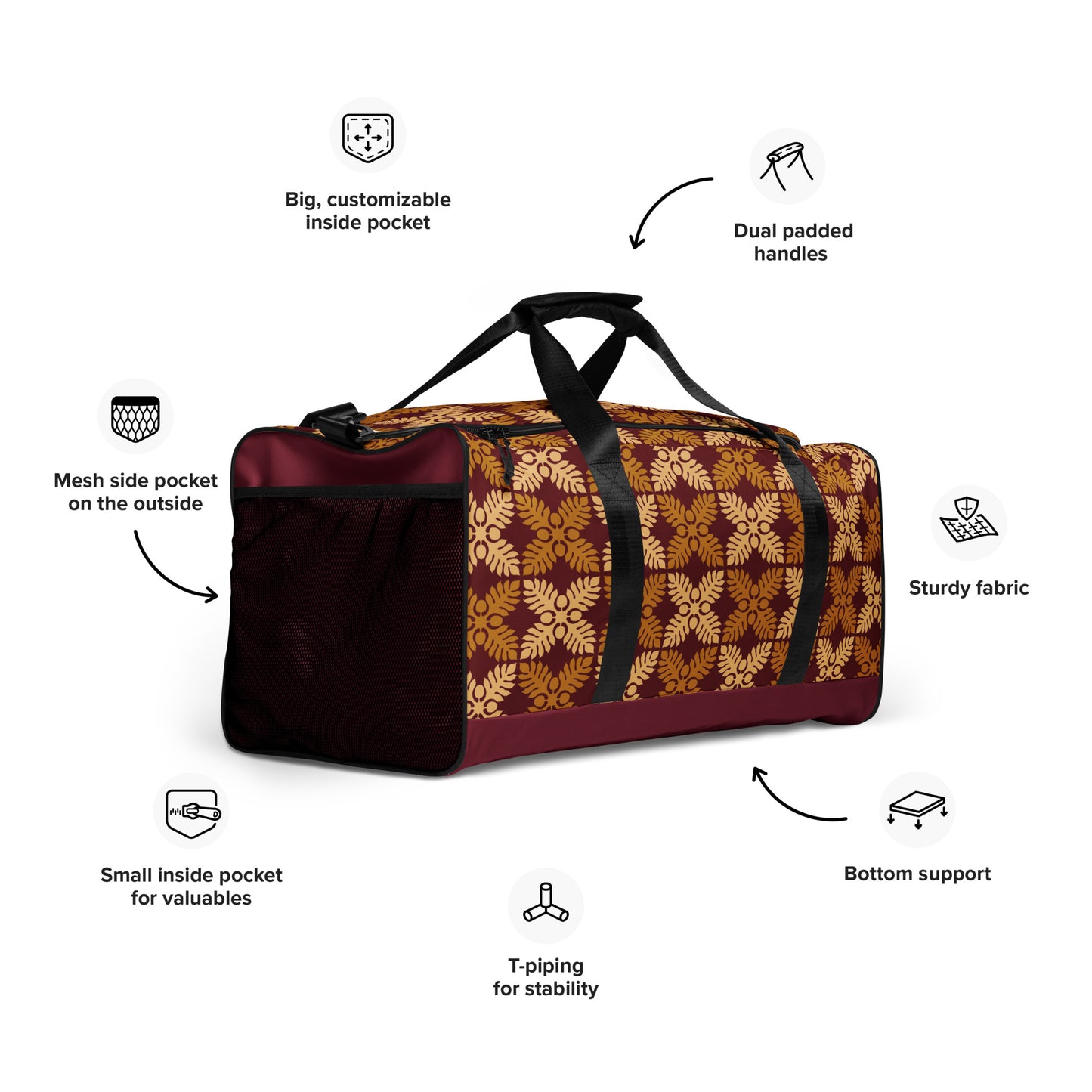 Ulu Quilt Pattern Duffle Bag